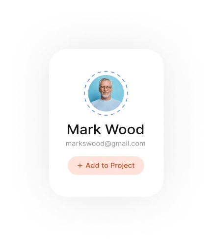 Profile card with an option to add to project