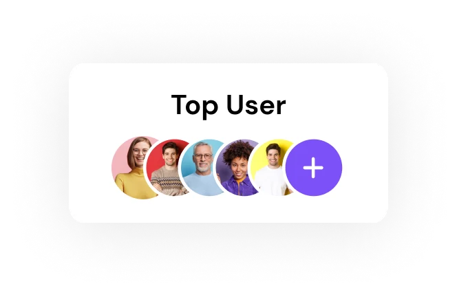 Top User badge with profile pictures of multiple users and an add button